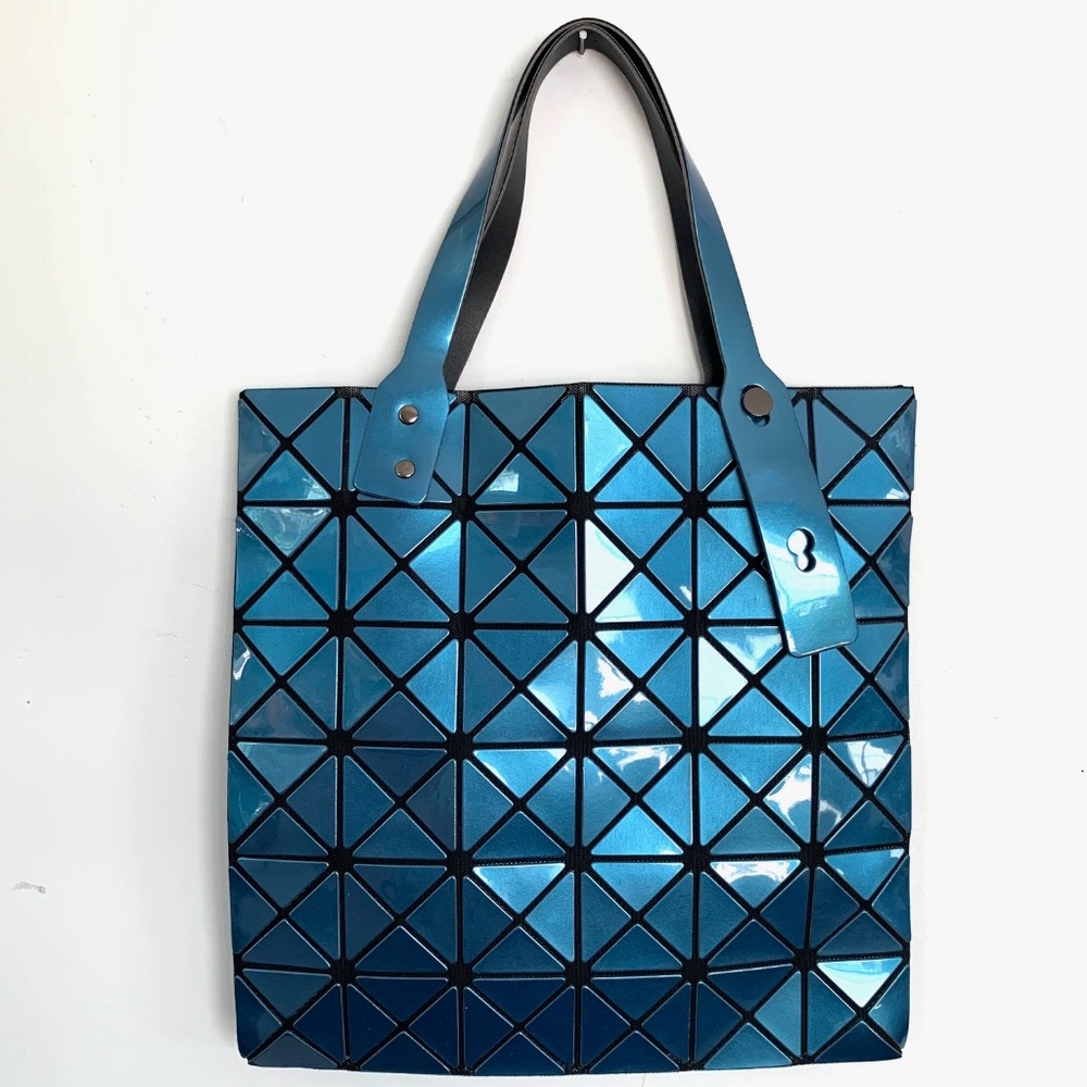 Vinyl Lucent Triangular Geometric Metallic Tote B… - image 1